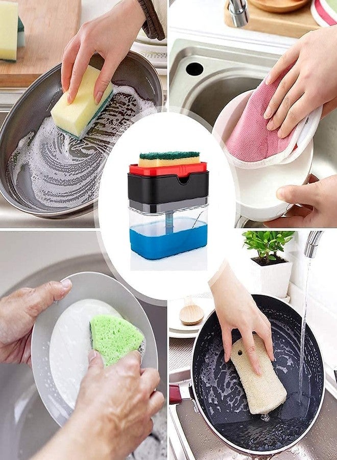 XML Liquid Soap Pump Dispenser and Sponge Holder for Kitchen Sink and Bathroom Accessories Organizer Set Dishwasher Liquid Holder 400 ml Kitchen Accessories Gadgets Tools(Sky Blue) - Image 4